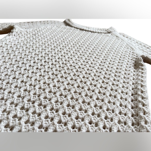 Club Monaco women's open knit crew neck sweater size L wool alpaca blend - Picture 8 of 9